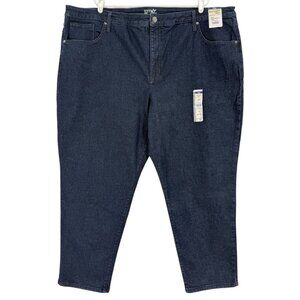 NWT Terra & Sky Women Core Straight High Rise Stretch Navy Denim Jeans Plus 26W